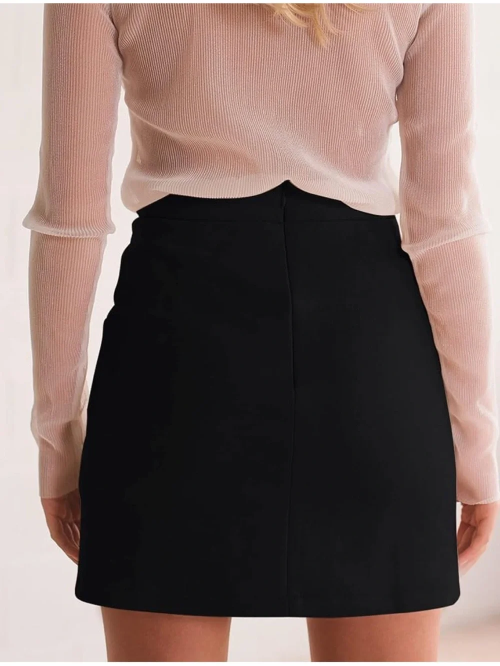 MANGOPOP Faux Suede Lace Up Mini Skirt Black High Waist Size S